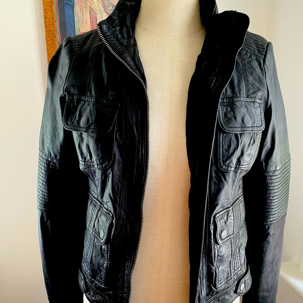 Lucky Brand Moto Leather Jacket - Black